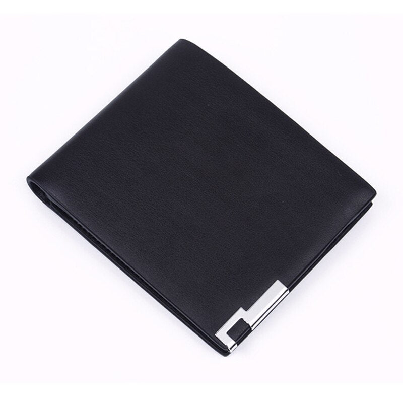 Hot Luxury Men's Bifold ID Card Holder Billfold Purse Wallet Handbag Clutch Black+Blue Edge - ebowsos