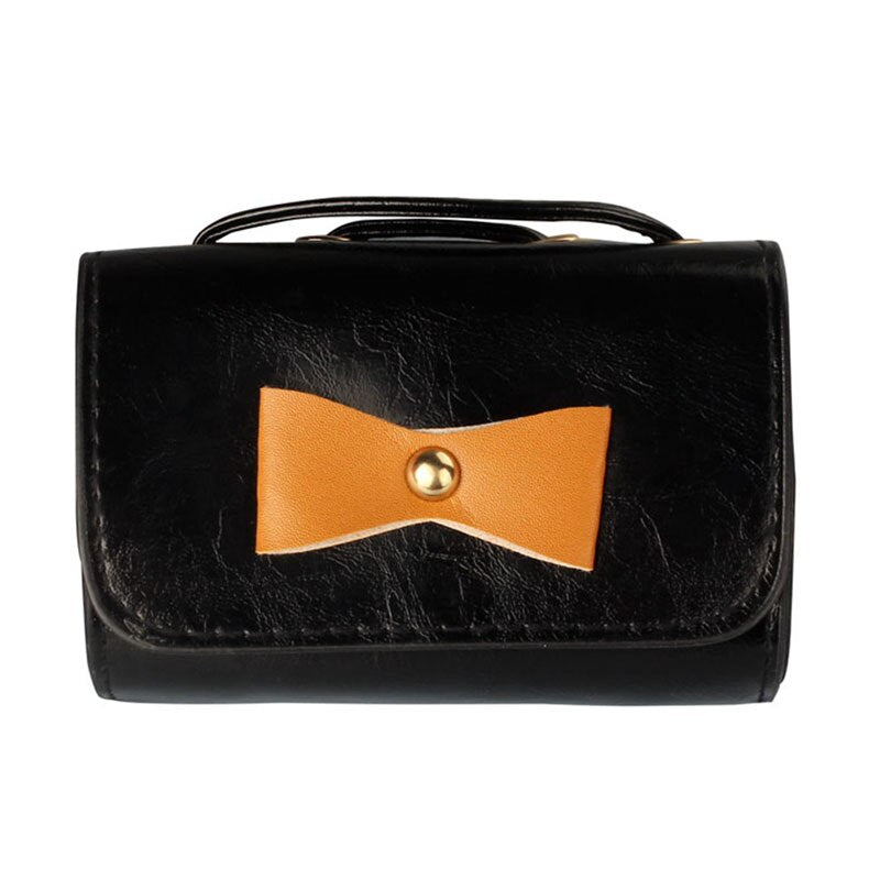 Hot Mini Women lovely Bow PU Leather Crossbody bag black - ebowsos