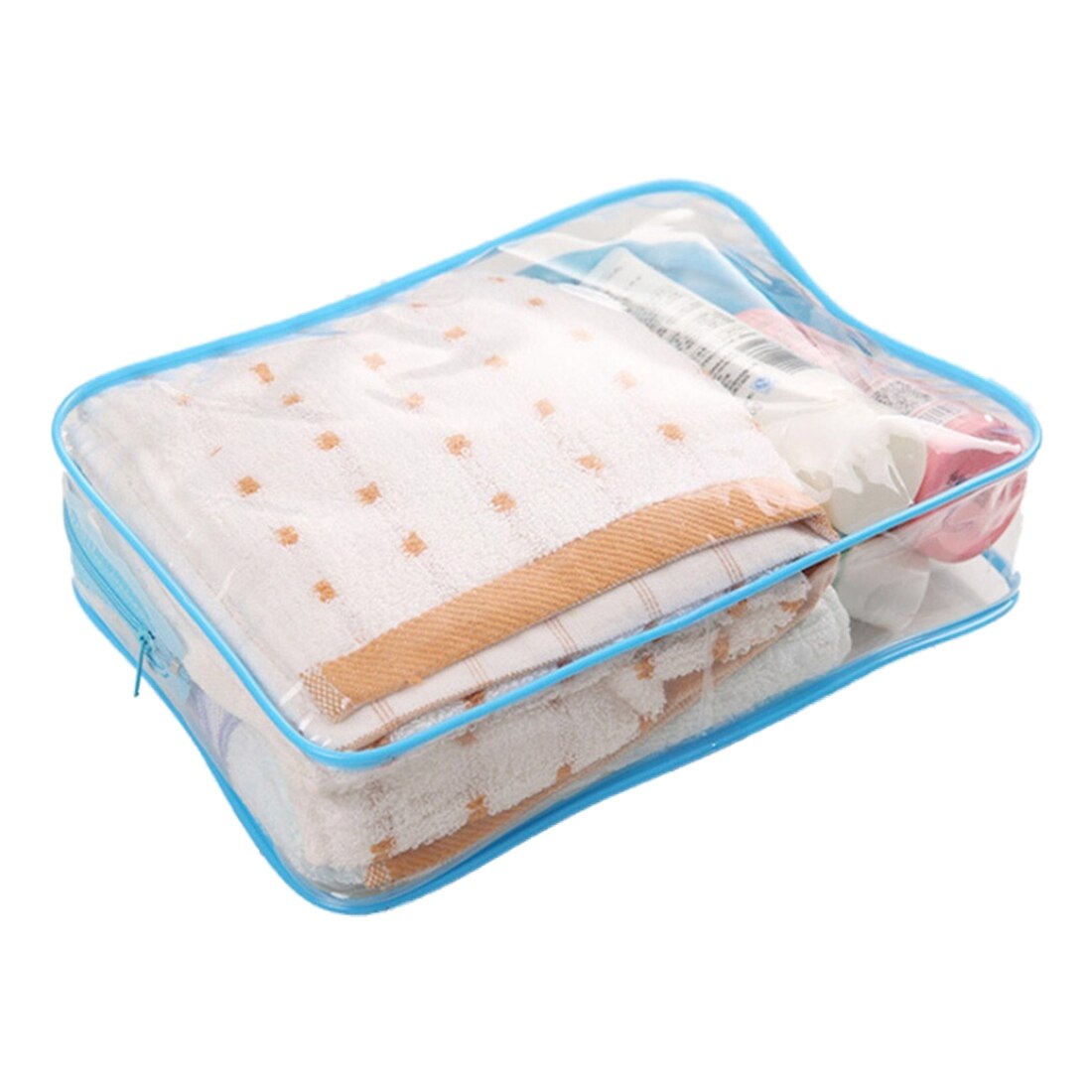 Hot PVC Clear Pouch Travel Bathing Toiletry Zipper Cosmetic Bag, Blue S - ebowsos