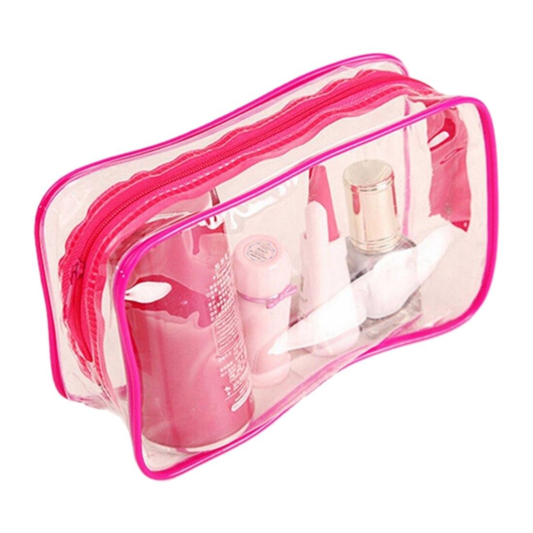 Hot PVC Clear Pouch Travel Bathing Toiletry Zipper Cosmetic Bag, Blue S - ebowsos