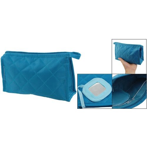 Hot Style Woman Blue Rectangle Small ZipPer Case Makeup Pouch Bag - ebowsos