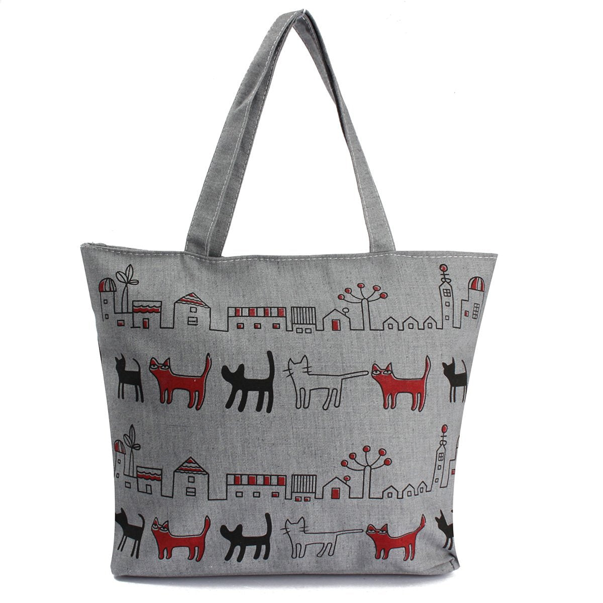 Hot Women Canvas Lady Shoulder Bag Handbag Tote Shopping Bags Zip Multi Pattern Cats - ebowsos