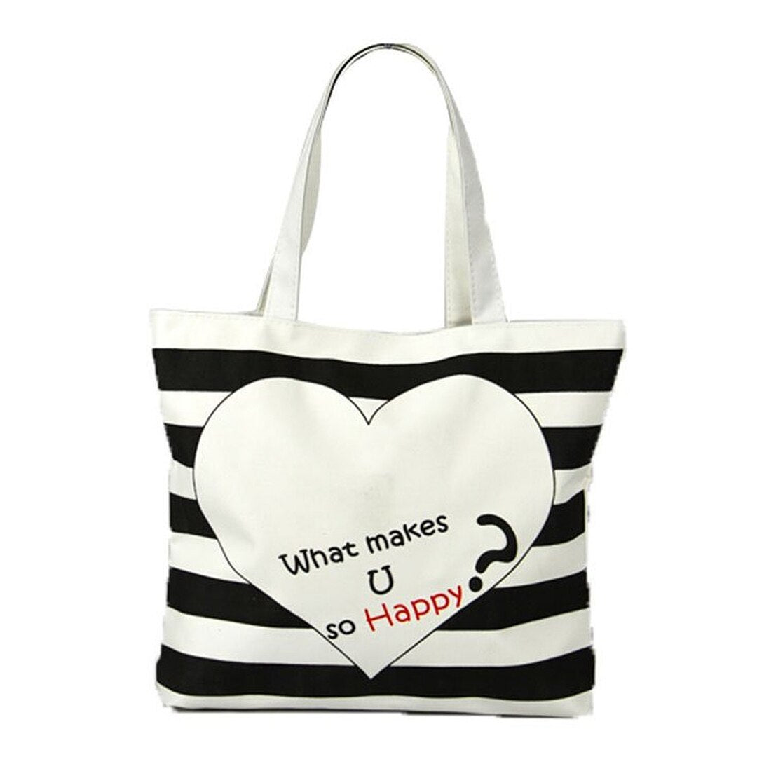 Hot Women Fashion Canvas Shopping Handbag Heart-shaped pattern Shoulder Bags - ebowsos