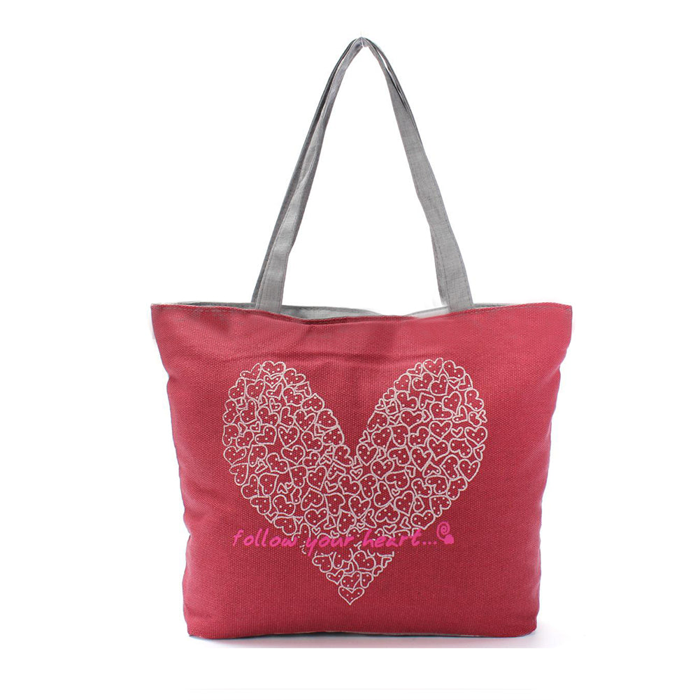 Hot Women Girl Canvas Eco Shopping Tote Shoulder Handbag Beach Bag Shopper SatchelStyles:Heart Red - ebowsos