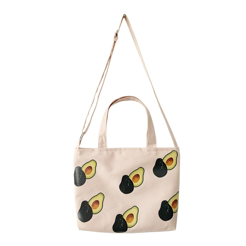 Ins Small Fresh Avocado Canvas Shoulder Bag Wild Student Female Portable Bag - ebowsos