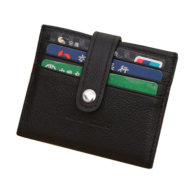 JINBAOLAI New Hasp Leather Company Id Card Holders Black Coffee Slim Credit Card Holder For Unisex Designer(dark brown) - ebowsos