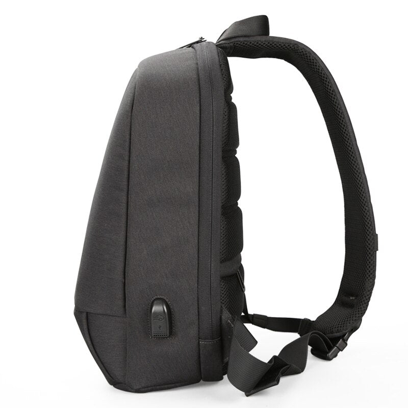 Kingsons 13.3 inch USB Recharging Chest Bag For Men Casual Crossbody Casual Style Travel Business Bag - ebowsos