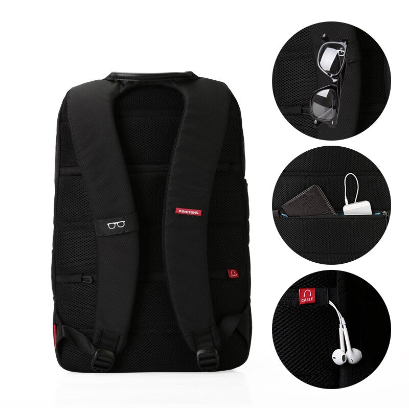 Kingsons Laptop Backpack 15.6 Inch High Quality Waterproof Polyester Bags Business Dayback Men and Women's - ebowsos