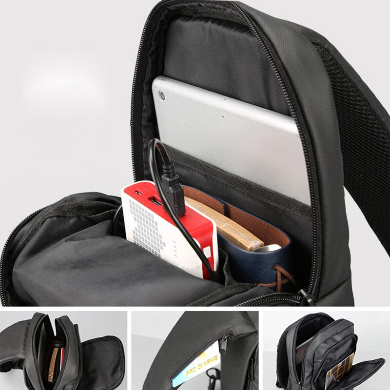 Kingsons Men Chest Bag in Men's Crossbady Bags Single Shoulder Strap Back pack Business Travel Casual Bags - ebowsos