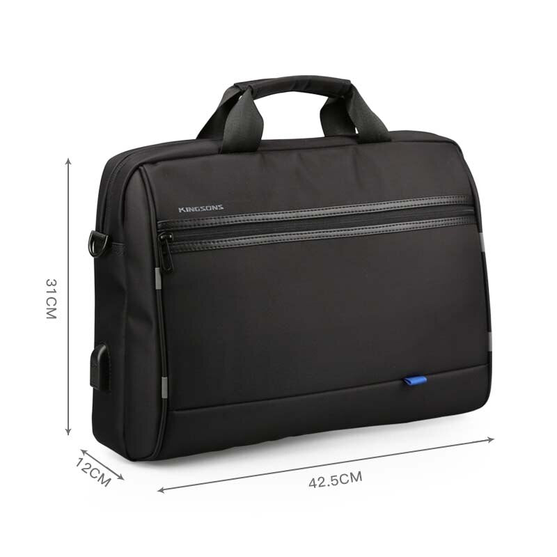 Kingsons Men Laptop Messenge bag 15.6 inch travel Shoulder Bags Crossbody Handbag Black bolsa masculina - ebowsos