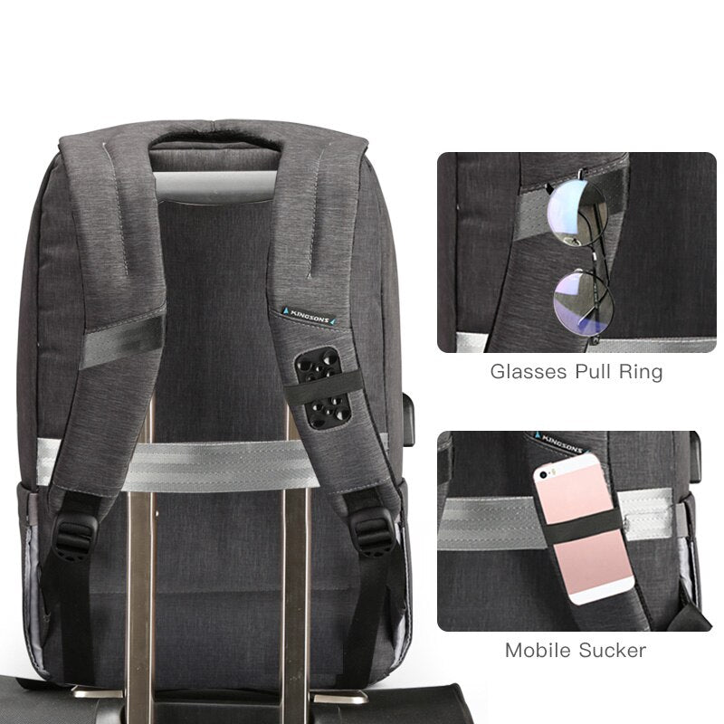 Kingsons Shockproof Air Cell Cushioning Bag Laptop Tablet Backpack Men Overnighter Waterproof Anti-theft Backpack - ebowsos