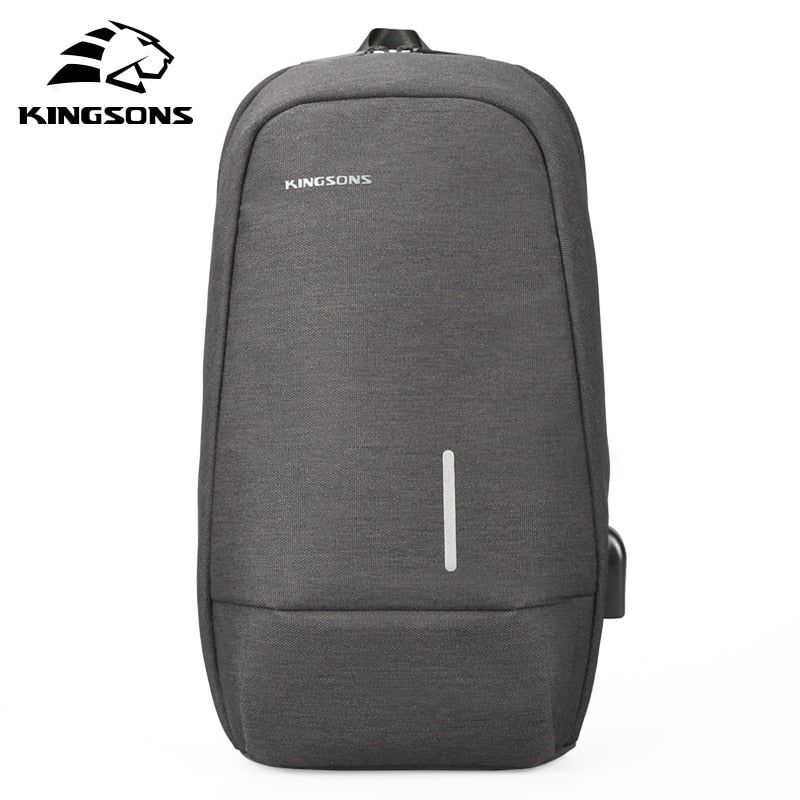 Kingsons USB Chest Bag Men Crossbody Bags Small Shoulder Bag For Male Bicycle Seat Sling Bag Men - ebowsos