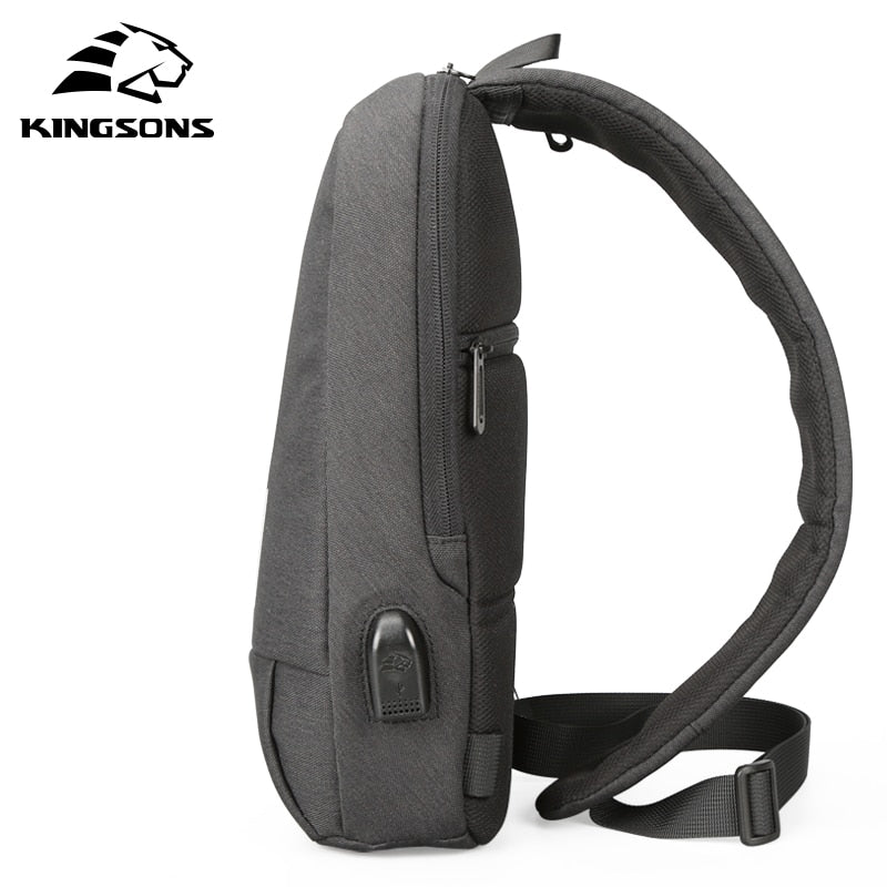 Kingsons USB Chest Bag Men Crossbody Bags Small Shoulder Bag For Male Bicycle Seat Sling Bag Men - ebowsos