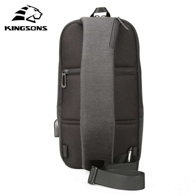 Kingsons USB Chest Bag Men Crossbody Bags Small Shoulder Bag For Male Bicycle Seat Sling Bag Men - ebowsos