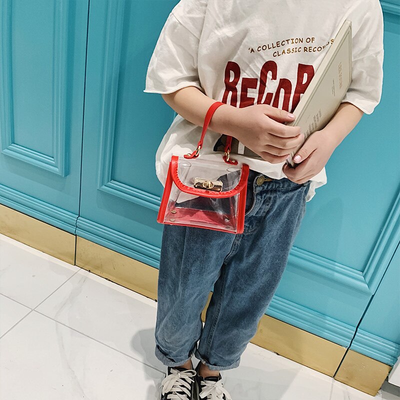 Korean Children'S Bag Spring And Summer New Shoulder Bag Hit Color Transparent Tide Girls Baby Messenger Bag - ebowsos