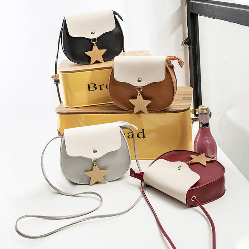 Korean Version Of Color Matching Oval Ladies Shoulder Mobile Phone Bag Stars Hanging Small Bag - ebowsos
