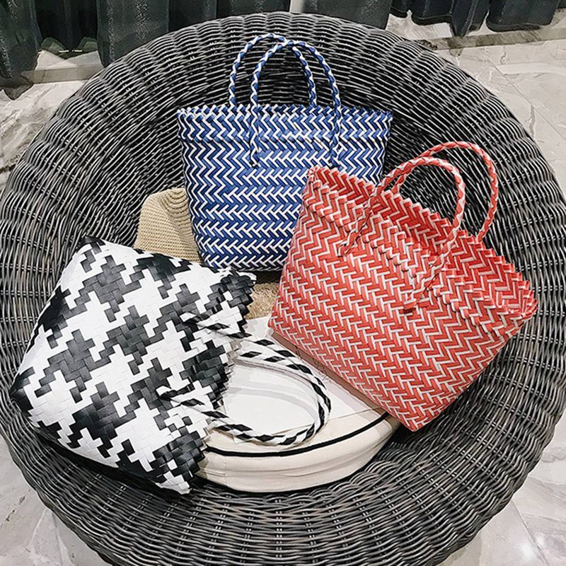 Korean Version Of The Basket Weaving Shopping Bag Bathroom Basket Portable Handbag - ebowsos