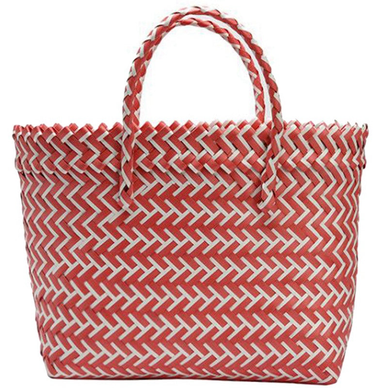 Korean Version Of The Basket Weaving Shopping Bag Bathroom Basket Portable Handbag - ebowsos