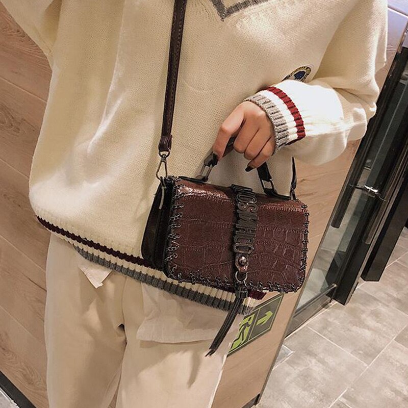 Korean Version Of The Simple Retro Small Square Bag Wild Simple Female Stone Pattern Shoulder Messenger Bag - ebowsos