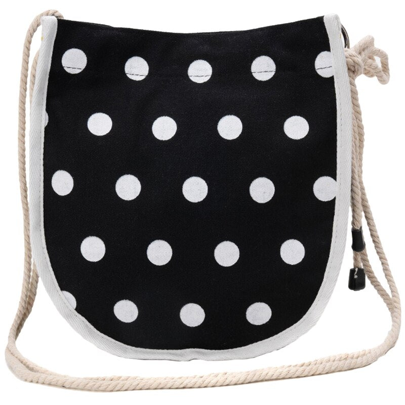 Korean Version Of The Summer New Children'S Canvas Handbags Polka Dot Small Bag Coin Purse Bag - ebowsos