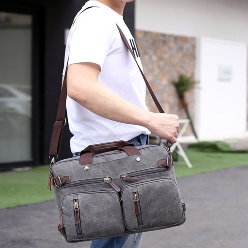 Kvky Men Handbags Canvas Shoulder Crossbody Messenger Bags Solid High Capacity Man Casual Travel Multifunction Back Pack - ebowsos