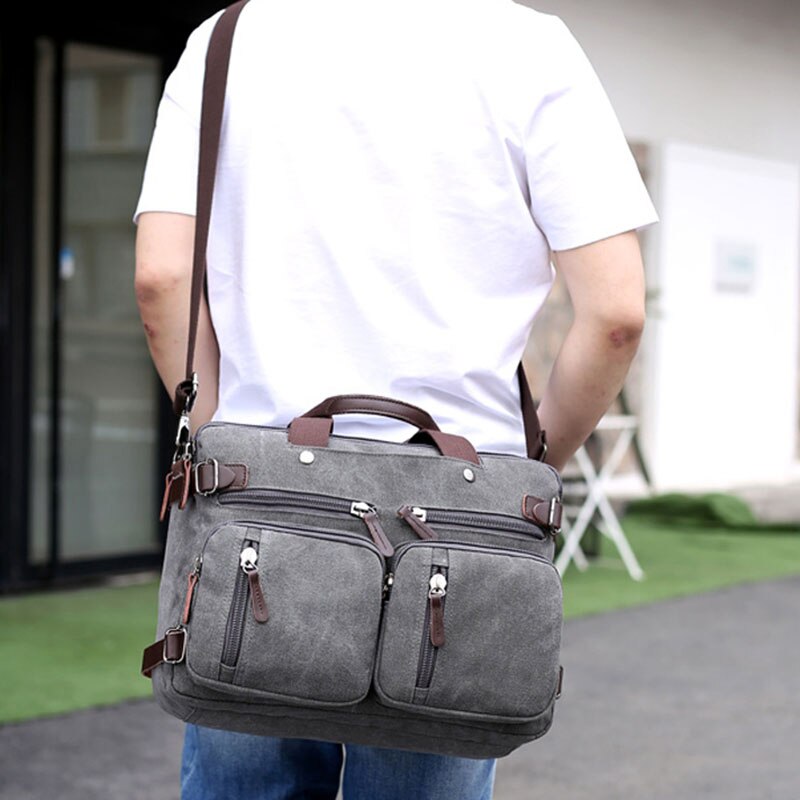 Kvky Men Handbags Canvas Shoulder Crossbody Messenger Bags Solid High Capacity Man Casual Travel Multifunction Back Pack - ebowsos