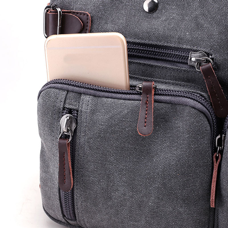 Kvky Men Handbags Canvas Shoulder Crossbody Messenger Bags Solid High Capacity Man Casual Travel Multifunction Back Pack - ebowsos