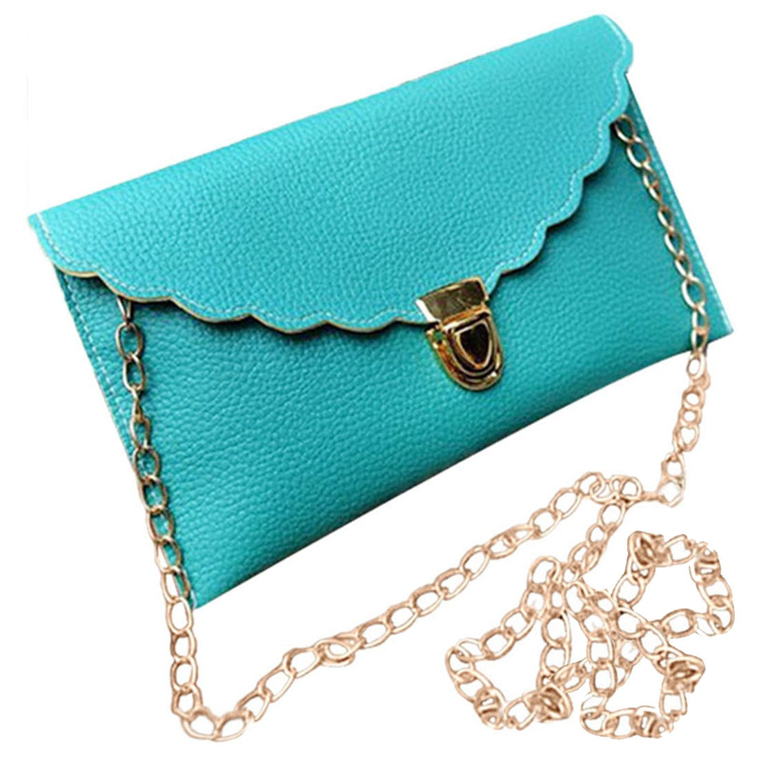 Ladies Handbag Imitation Leather Shoulder Bag Fashion Wallet Long Metal Chain Lady Handbag - ebowsos