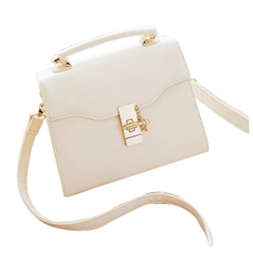 Ladies shoulder Messenger hook small square bag handbag Beige S - ebowsos