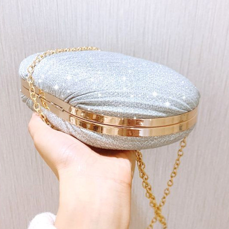 Lady Diamond Evening Clutch Bag Women Wedding Shiny Handbags Bridal Pleated Purse Bags Chain Shoulder Bag - ebowsos