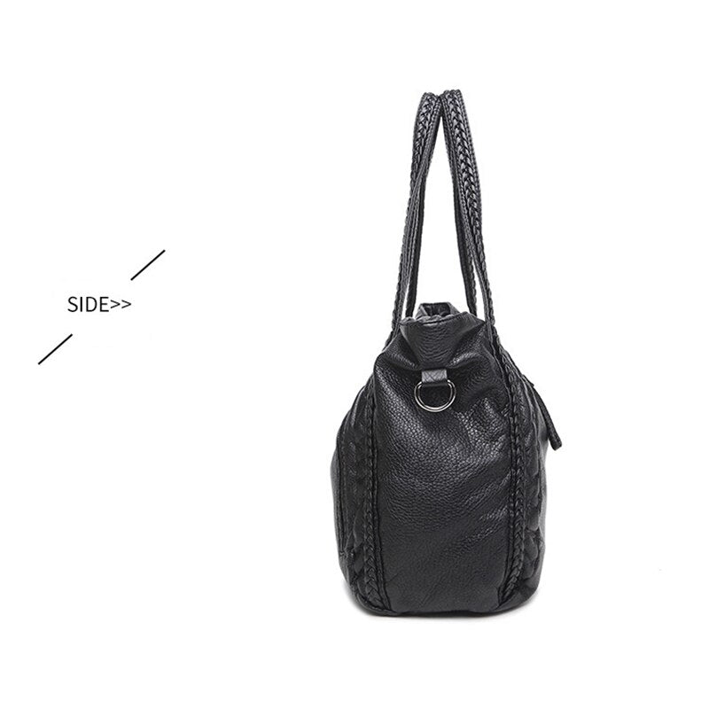 Large Soft Leather Bag Women Handbags Ladies Crossbody Bags For Women Shoulder Bags Female Big Tote Black - ebowsos