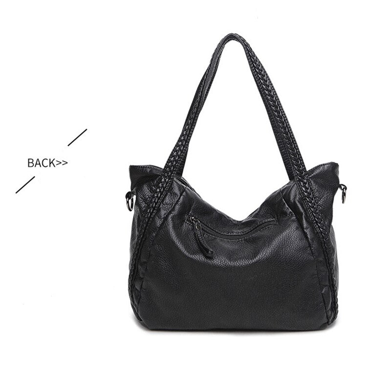 Large Soft Leather Bag Women Handbags Ladies Crossbody Bags For Women Shoulder Bags Female Big Tote Black - ebowsos