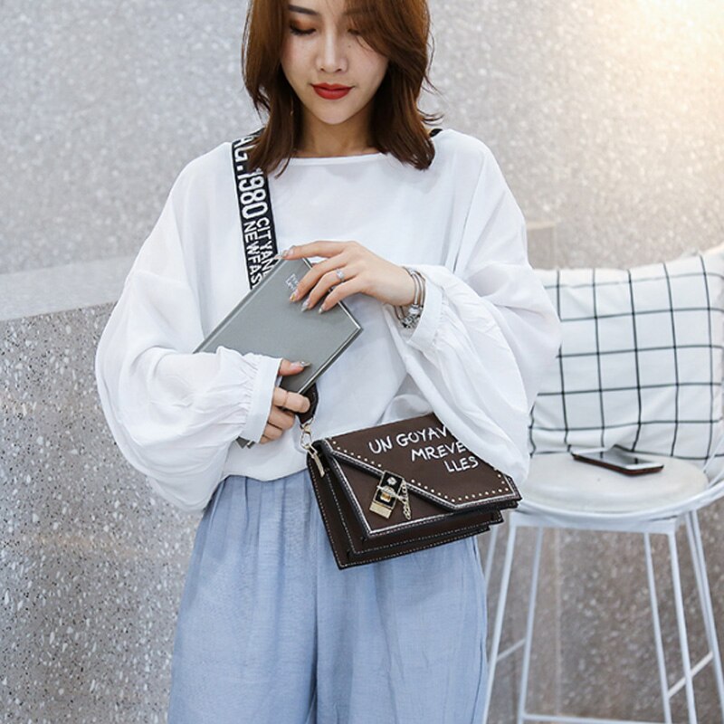 Letter Shoulder Messenger Bag Wild Casual Bag Vintage Small Bag Harajuku Shoulder Messenger Bag - ebowsos