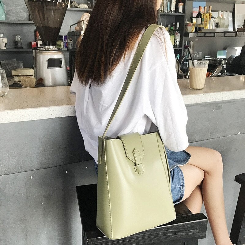 Luxury Bucket Women Shoulder Bag Casual Tote Handbags Simple Messenger Bags Large 2 Set Composite Bag - ebowsos