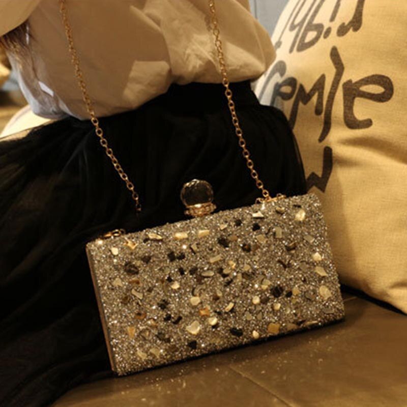 Luxury Shiny Diamond Evening Bag Women Chain Purse Fashion Crystal Acrylic Clutches Banquet Socialite Ladies Handbag Sac - ebowsos