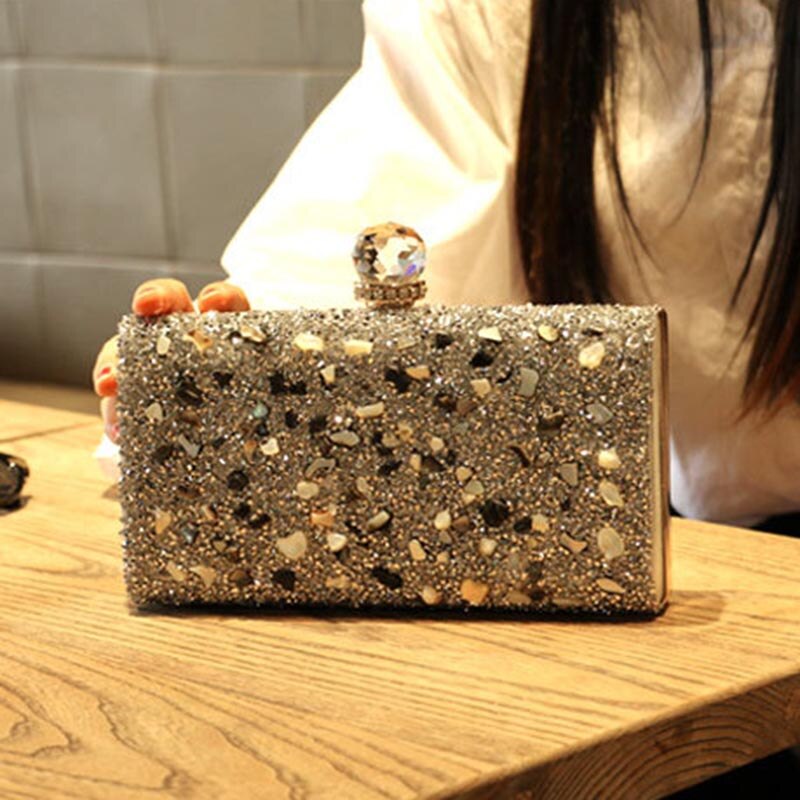 Luxury Shiny Diamond Evening Bag Women Chain Purse Fashion Crystal Acrylic Clutches Banquet Socialite Ladies Handbag Sac - ebowsos