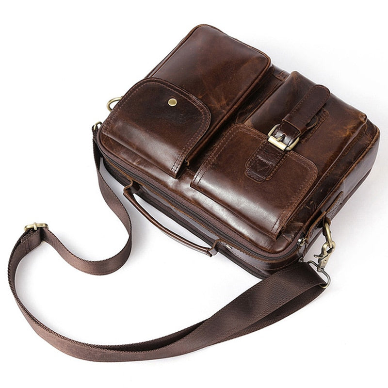 MVA Messenger Bag Men's Genuine Leather Shoulder Bags Male Top-handle Hasp Leather Men Bag Crossbody Bags for men handbag - ebowsos