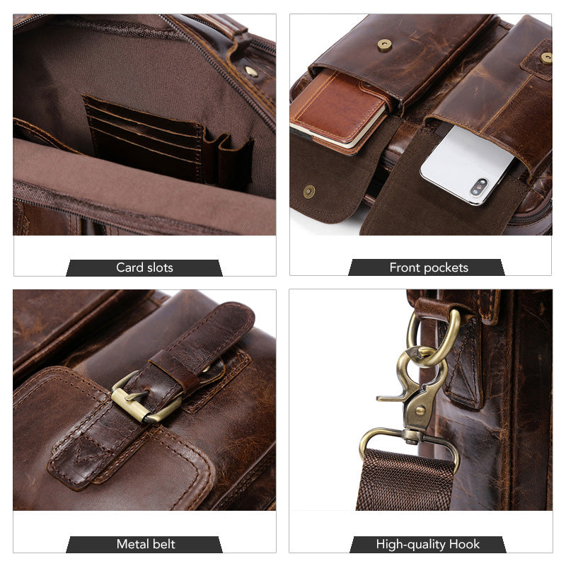 MVA Messenger Bag Men's Genuine Leather Shoulder Bags Male Top-handle Hasp Leather Men Bag Crossbody Bags for men handbag - ebowsos