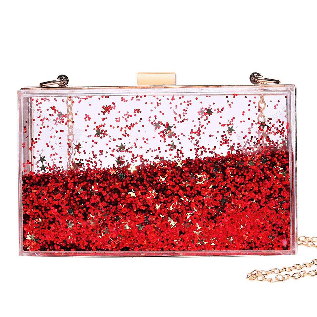 Magical Transparent Sequins Clutch Purse Evening Handbag For Party Prom Bride - ebowsos