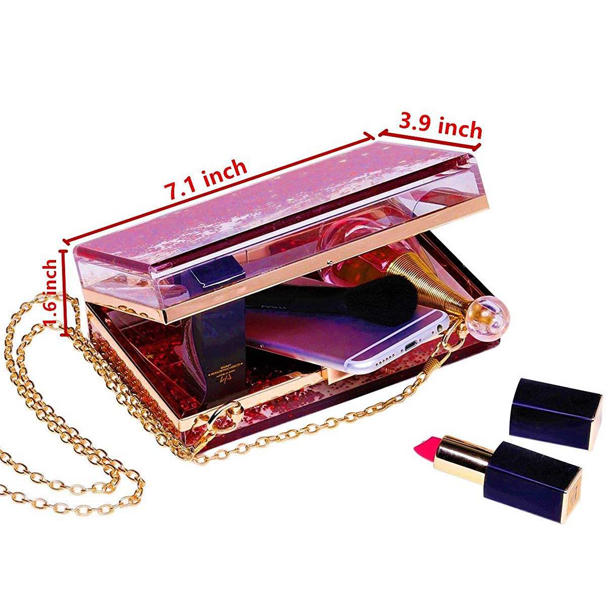 Magical Transparent Sequins Clutch Purse Evening Handbag For Party Prom Bride - ebowsos