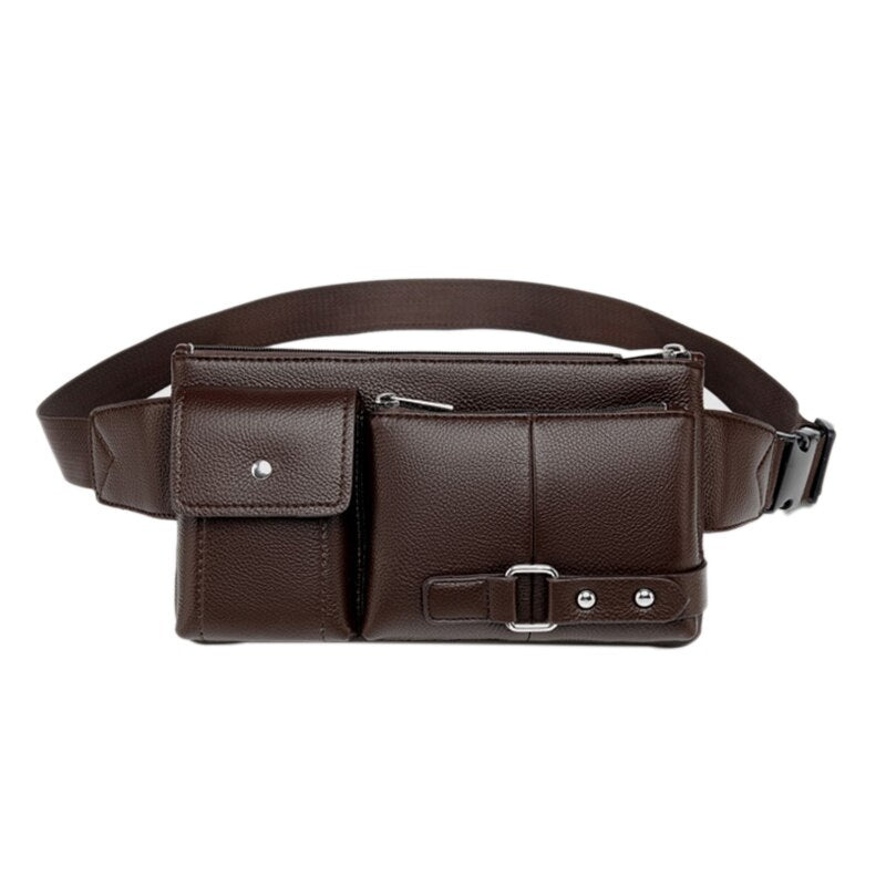 Men'S Leather Waist Belt Multifunctional Mobile Bag Leisure Outdoor Bag Practical Cashier Bag Slant Brassiere Wallet Leat - ebowsos