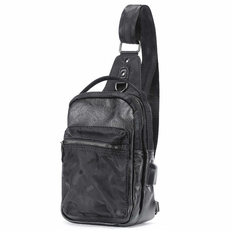 Men Sling Bag Chest Messenger Bag Usb Charging Big Capacity Soft Shoulder Bags Men Pack Crossbody Vertical Square Bag - ebowsos