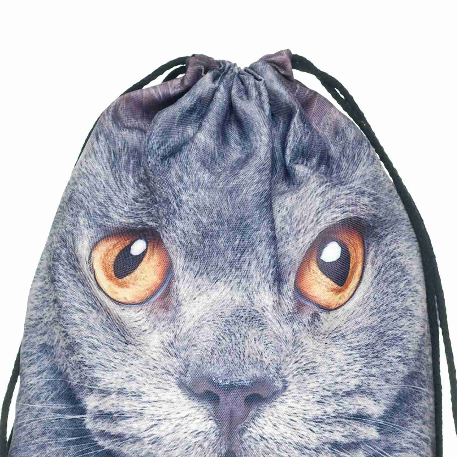Men's Women's Kids bag Teenage Drawstring Bag Shoulder School Backpack Rucksack backpack String Travel Gym(cat) - ebowsos