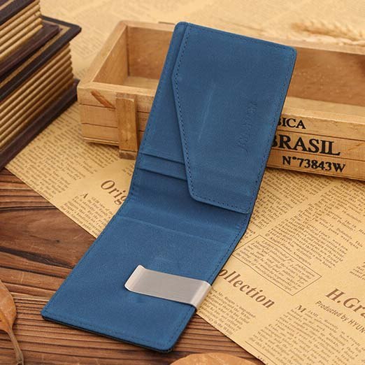 Mens Thin Leather Slim Magic Credit Card ID Holder Money Clip Wallet HOT Blue - ebowsos