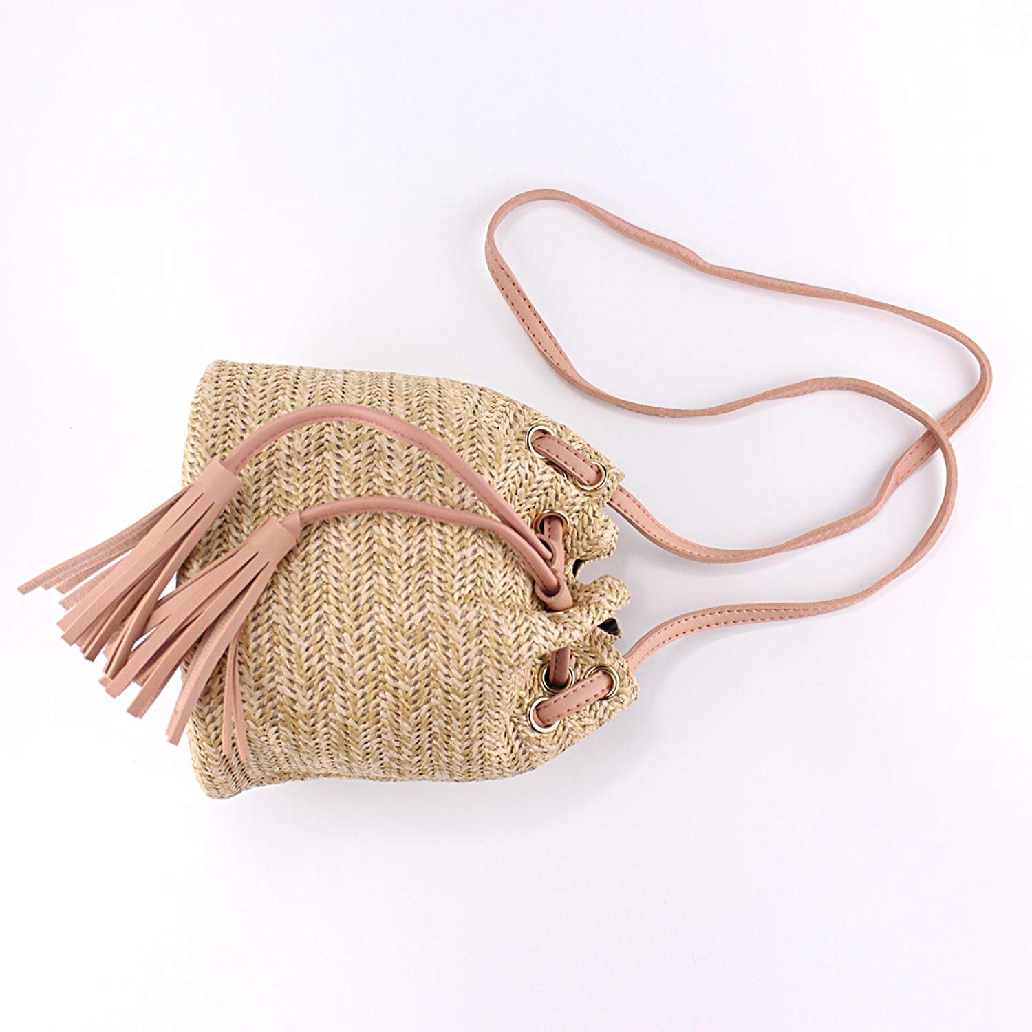 Messenger Bag Ladies Fabric Summer Beach Bags With Tassels Weaving Crossbody Bag Women Weaving Money Bank Knitted Beach H - ebowsos