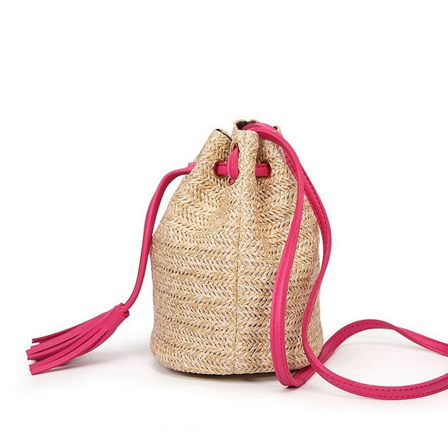 Messenger Bag Ladies Fabric Summer Beach Bags With Tassels Weaving Crossbody Bag Women Weaving Money Bank Knitted Beach H - ebowsos