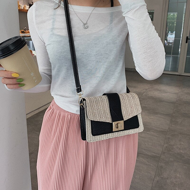 Mini Summer Women Shoulder Bag Hand Made Exquisiteness Straw Bags Woven Flap Sweet Pastoral Rattan Girls Tote Bag - ebowsos