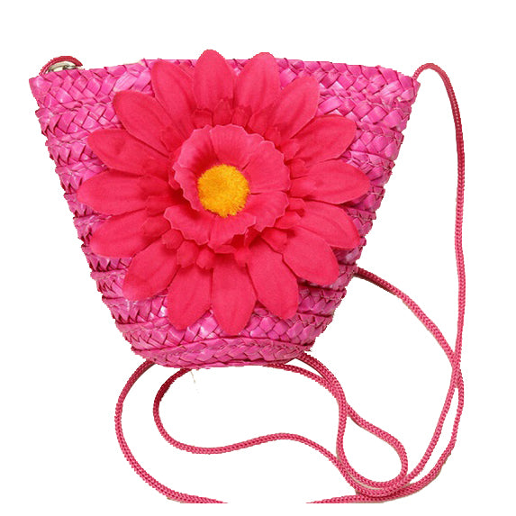 Mini Sunflower Tote Handbag Clutch Purse Single Shoulder Beach Straw grass Bag - ebowsos