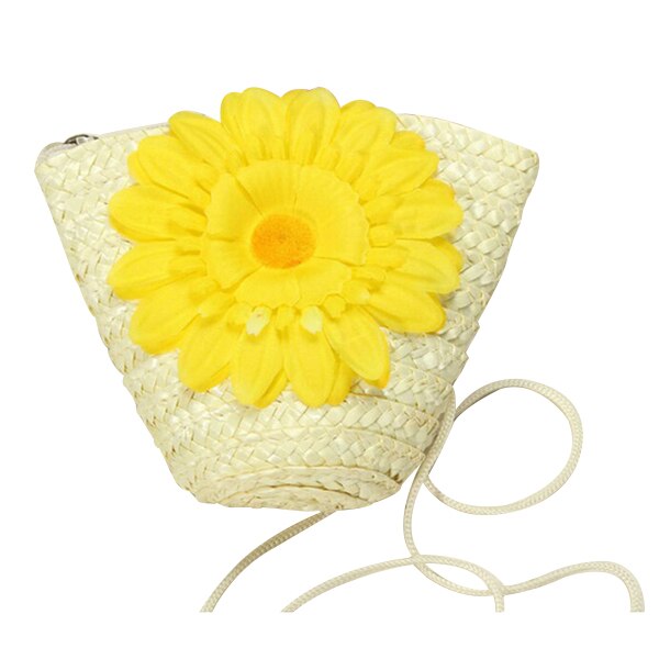 Mini Sunflower Tote Handbag Clutch Purse Single Shoulder Beach Straw grass Bag - ebowsos