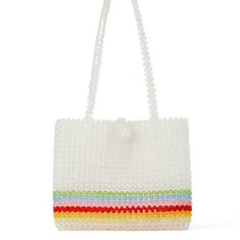 Minority Rainbow Handbags Handmade Beaded Bag Heavy Work Beads Package Ins Super Fire Handbag Woven Bag - ebowsos